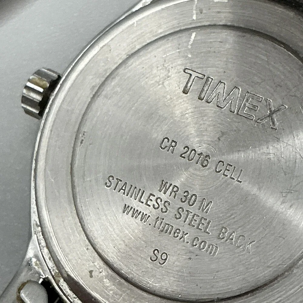 Timex Indiglo WR 30M Mens Watch 35mm White Dial Two Tone Bracelet New Battery